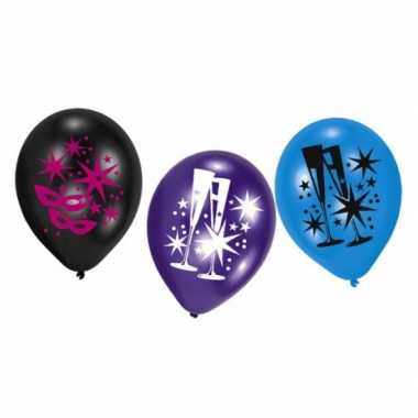 Feestballonnen nieuwjaarsfeest 6 stuks masker