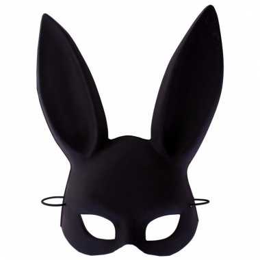 Zwart konijnen/hazen masker voor volwassenen