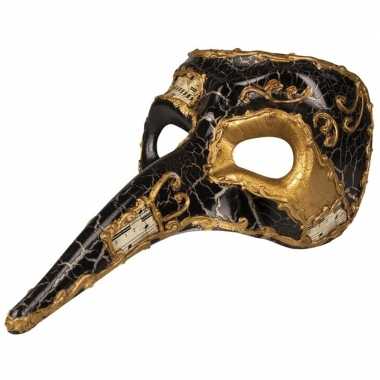 Zwart venetiaans snavel masker voor heren
