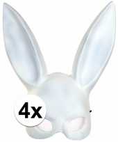 4x wit konijnen hazen masker voor volwassenen