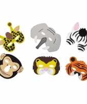 6x dieren foam maskers voor kinderen