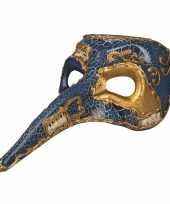 Blauw venetiaans snavel masker voor heren