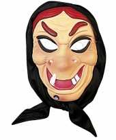 Halloween heksen masker rood haar met hoofddoek