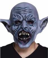 Halloween latex blauw ork monster hoofdmasker voor volwassenen