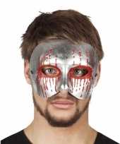 Halloween zilver bebloed oogmasker voor heren