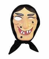 Heksen masker zwart haar met hoofddoek