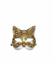 Katten masker goud wit handgemaakt