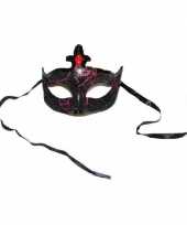 Venetiaans horror masker zwart paars