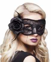 Zwart oogmasker met roos voor dames